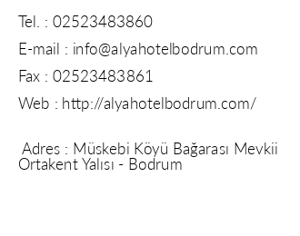 Alya Hotel Bodrum iletiim bilgileri